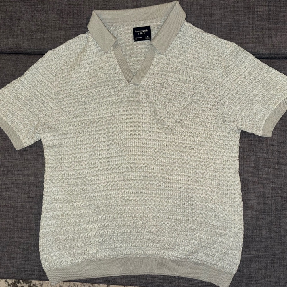 Abercrombie & Fitch Light Green Textured Polo